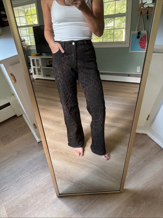 Denim - Women’s High-Rise Brown Leopard Print Jeans